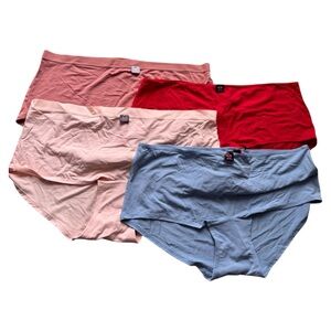 Set of Four Women's Briefs in Red, Pink, and Blue